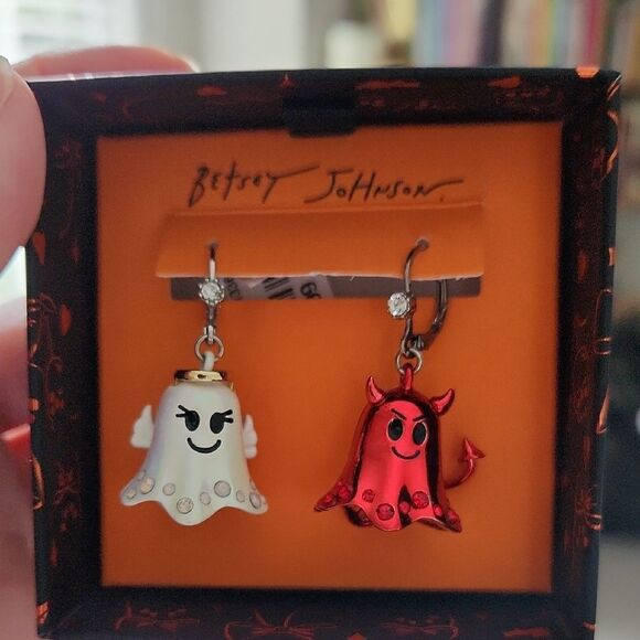 Betsey Johnson White Ghost and Red Devil Earrings - Picture 1 of 4